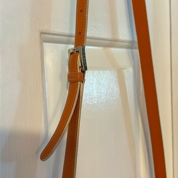 Vintage Loewe Senda Orange Pebbled Leather Logo Embossed Crossbody Bag - Picture 4 of 13